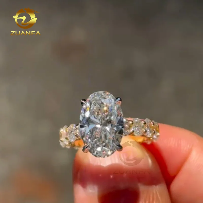 Luxury Oval Moissanite Diamond Rings Women Romantic Jewelry Engagement Wedding Band lab Grown Diamond Ring