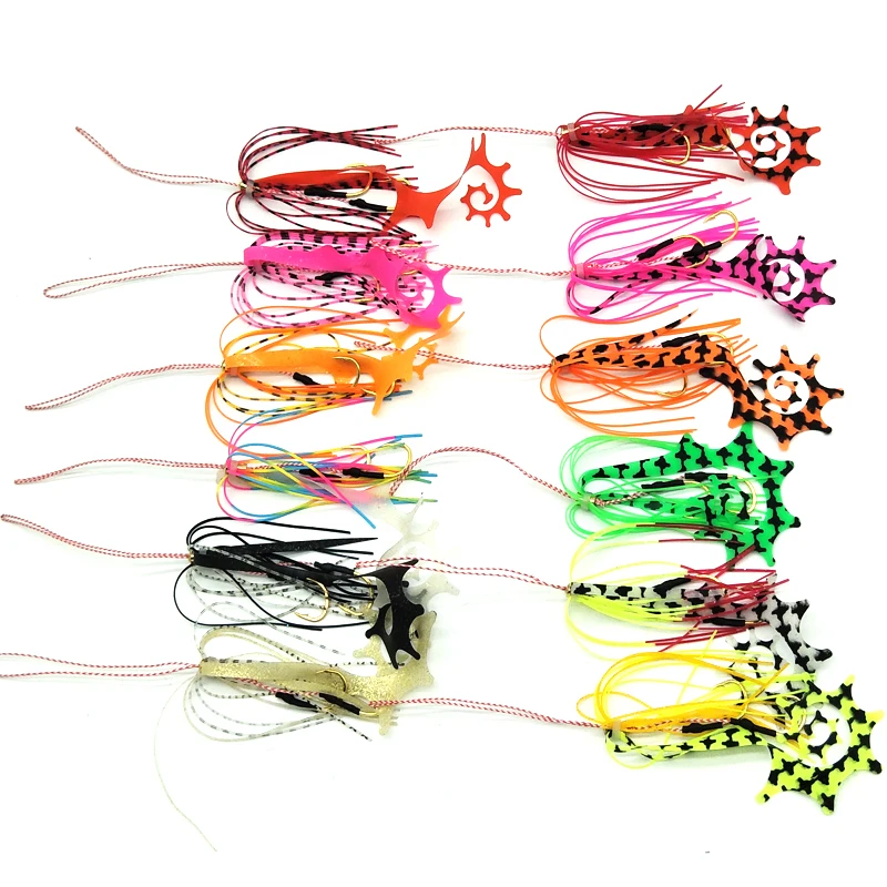 Крючки для морской рыбалки силиконовый резиновый галстук Дракон 13 # двойные крючки ручной работы с бородкой