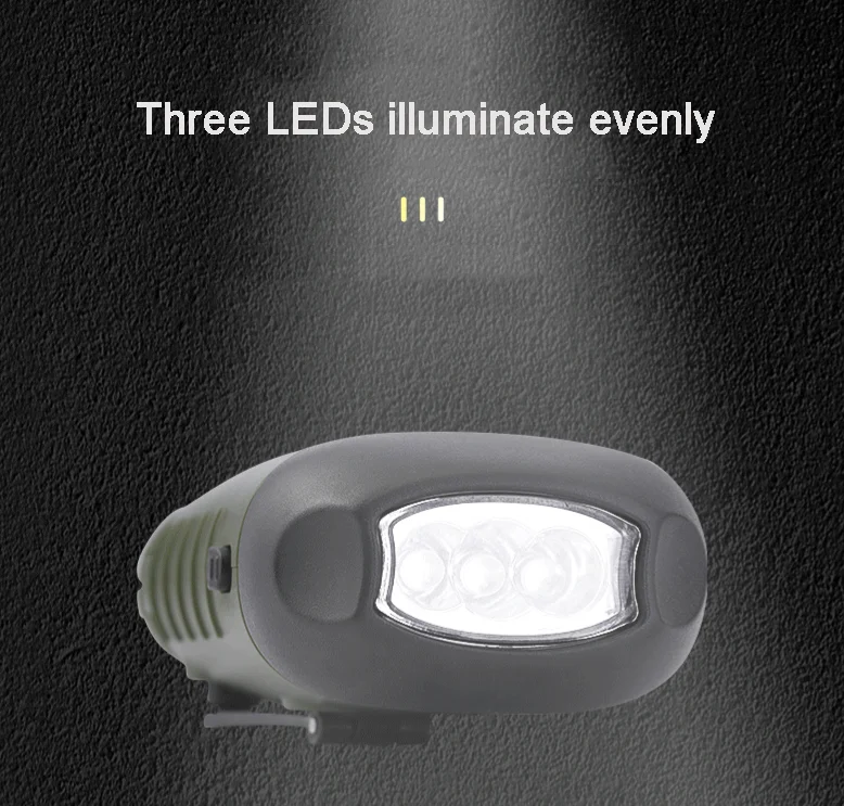 solar snap clip flashlight hand crank dynamo flashlight rechargeable emergency LED torch light outdoor lighting with power bank