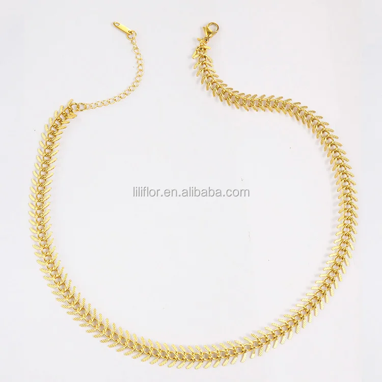 18K Gold Plated Stainless Steel Jewelry Spike Chain Embossing Craft Accessories Necklace P203074 2