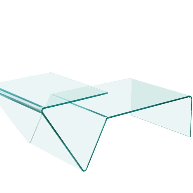 Modern design glass table living room bent glass coffee table tea table