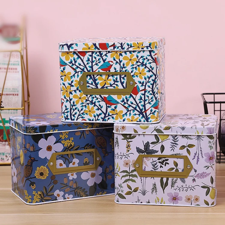 Premium Big Rectangular Shape Cookie Chocolate Candy Storage Recipe Tin Box