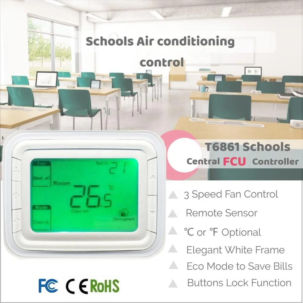 Air Conditioner Thermostat 2 pipe 4 pipe fan coil unit in Programmable Room Temperature Control Thermostat