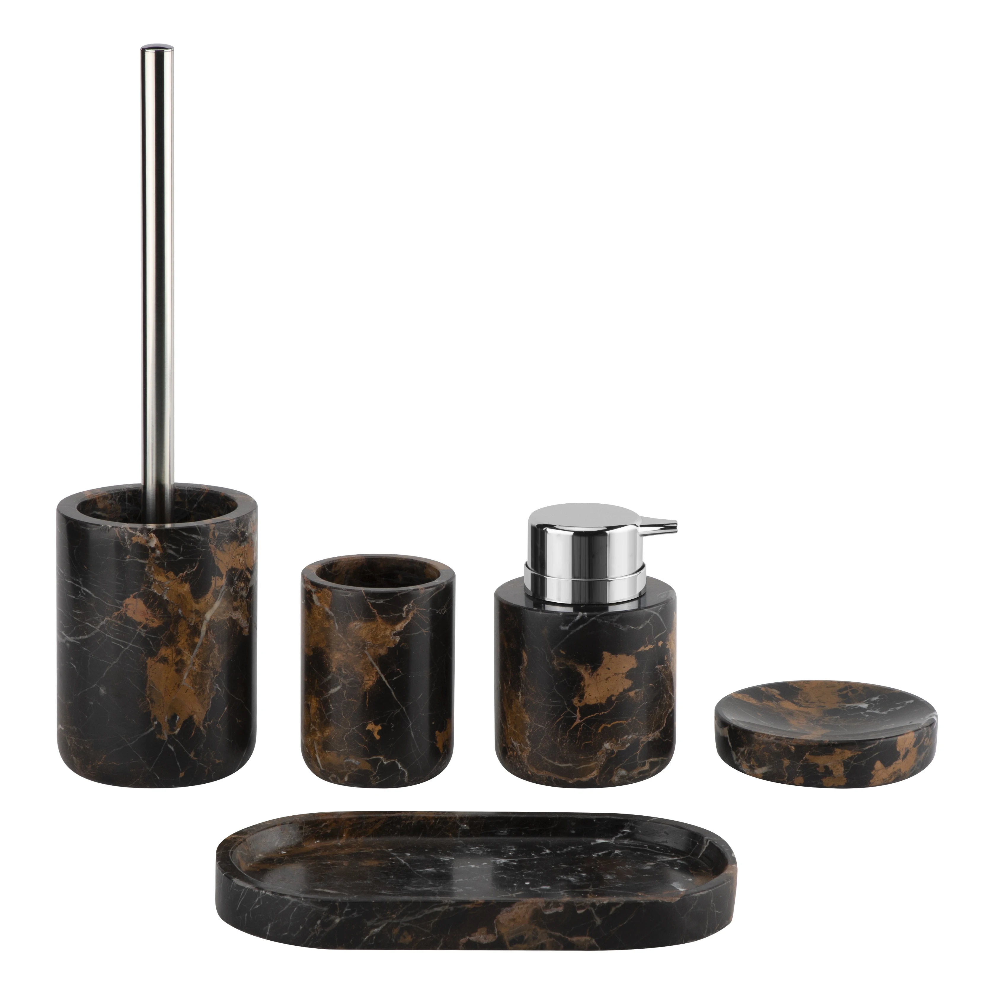 Mayland круглый Athens золотой цветок стиль натуральный мрамор аксессуары для ванной комнаты Набор дозатор мыла держатель туалетной щетки