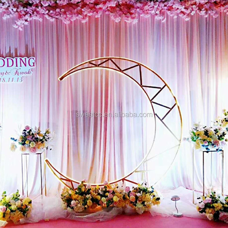 2020 gold and white color new moon arch for wedding decoration