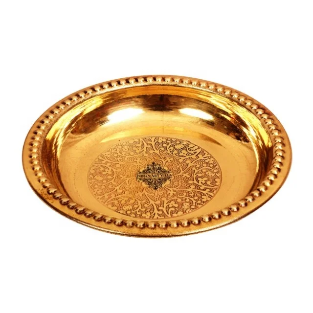 Classic Brass Plate At Wholesale Price Brass Embossed Design Rice Plate Manufacturer & Exporter From India