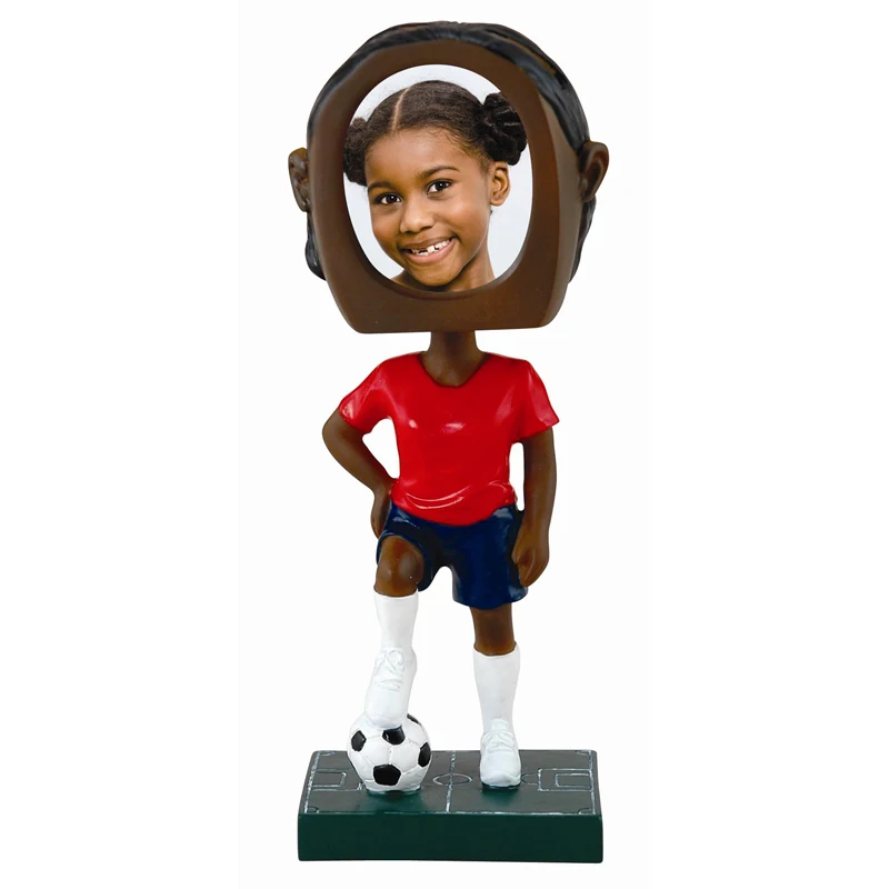 Resin crafts Girl gifts female soccer player photo frame custom bobblehead