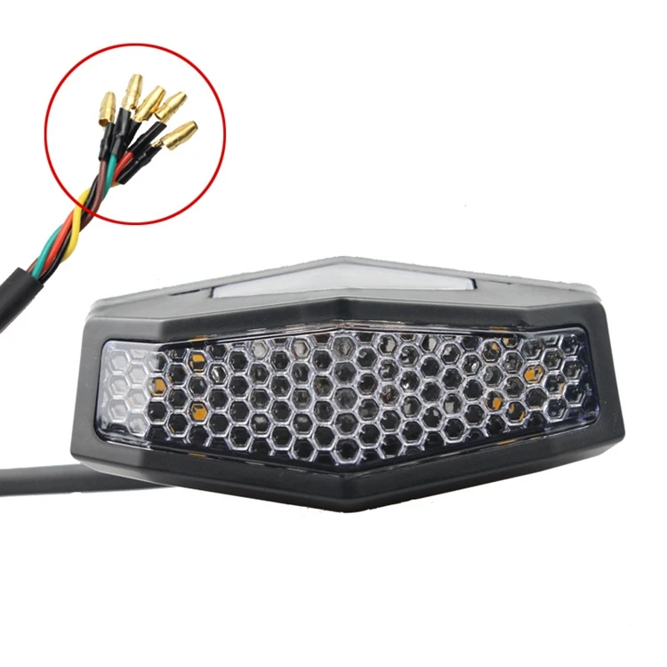 12V 5 in 1 white red yellow strobe LED turn signal driving brake turn license plate light