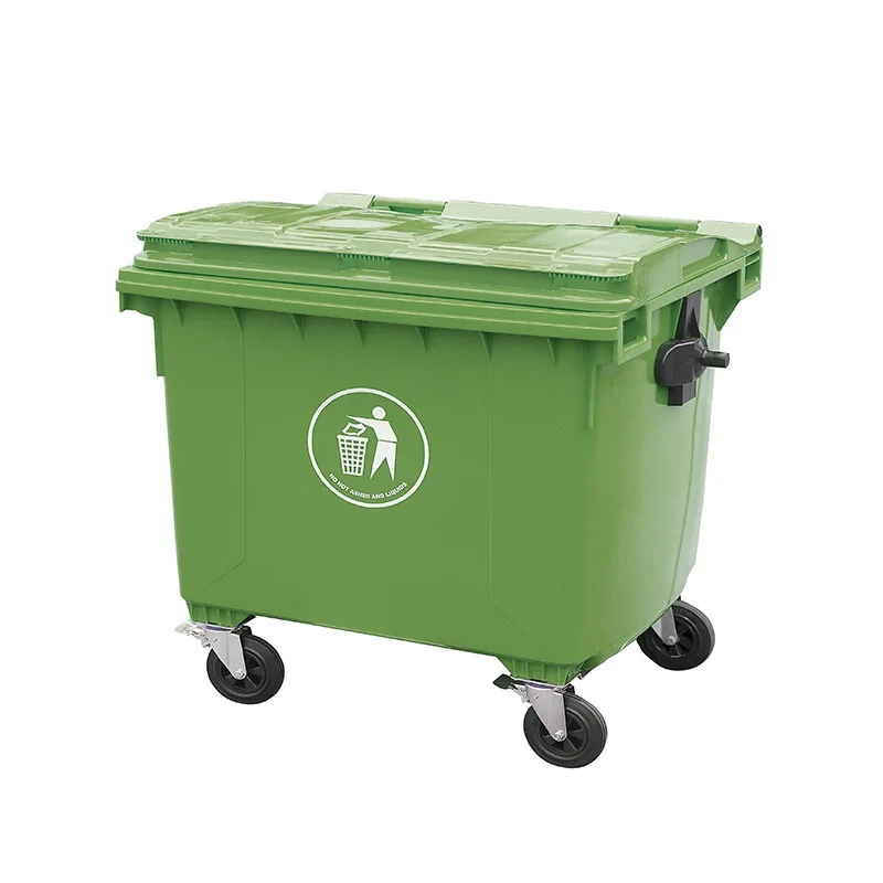 1100 liter 4 wheel HDPE rubbish bin wheeled plastic outdoor waste container trash cans for commercialarea