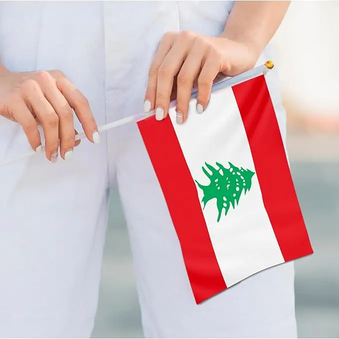 High Quality Lebanon Hand Wave Flag Polyester Hand Flag Decoration Banners Lebanon Flag
