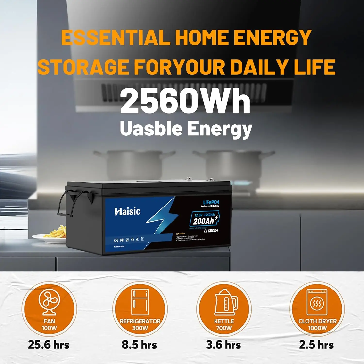 Rechargeable 12v Acfree Lithium Lifepo4 Battery 200 Amp With Bms 6000+ Cycles Energy Storage Battery