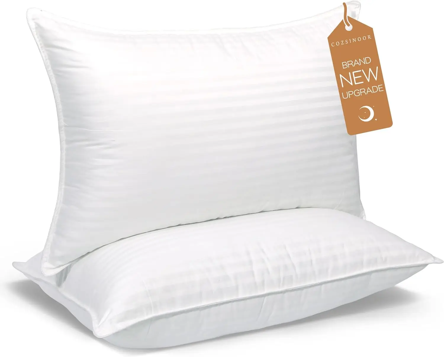 Queen Size Bed Pillows Set of 2, Plush Cooling Hotel Quality Pillows with Breathable Skin-Friendly Microfiber Cover