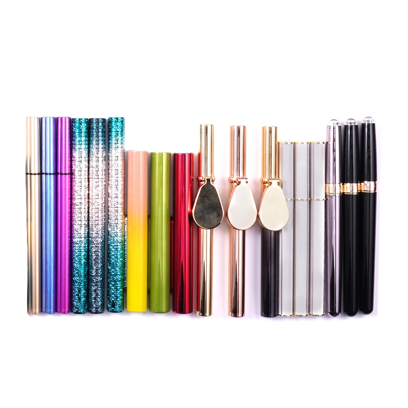 50pcs moq private label Custom logo liquid eyeliner pencil  glitter waterproof eyeliner pen black bulk eyelash sticker