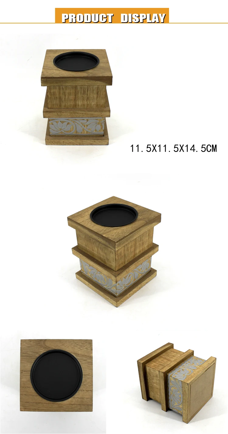 Wood high quality  wholesale geometric  small  table rectangular candle holder