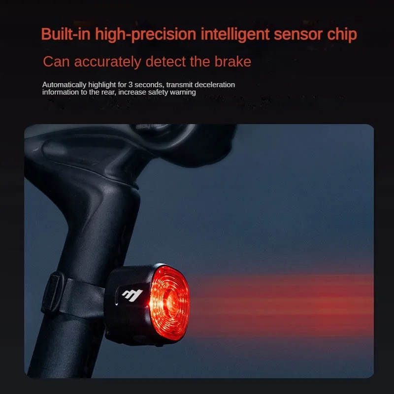 Intellint Sensing Bicycle Tail Lights Strongly Bright Warning Brake Lights for Night Riding Battery Powered