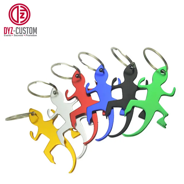 Aluminum alloy lizard shaped bottle opener metal keychain