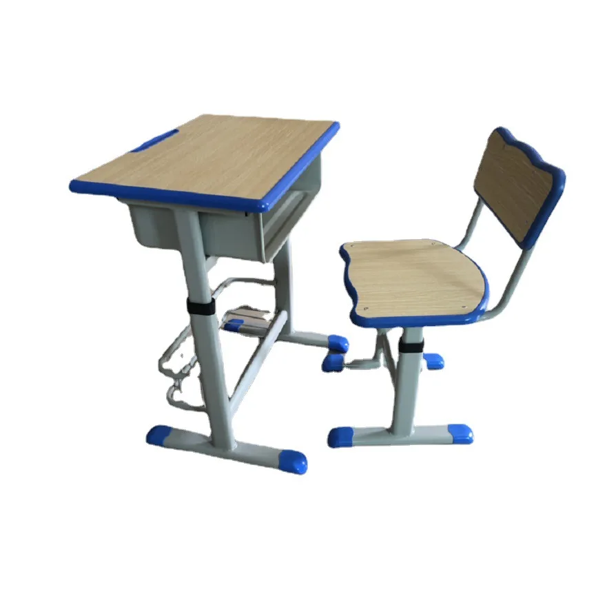 College Students Desk School Furniture Metal Frame Classroom Table And Chair Set with Hook