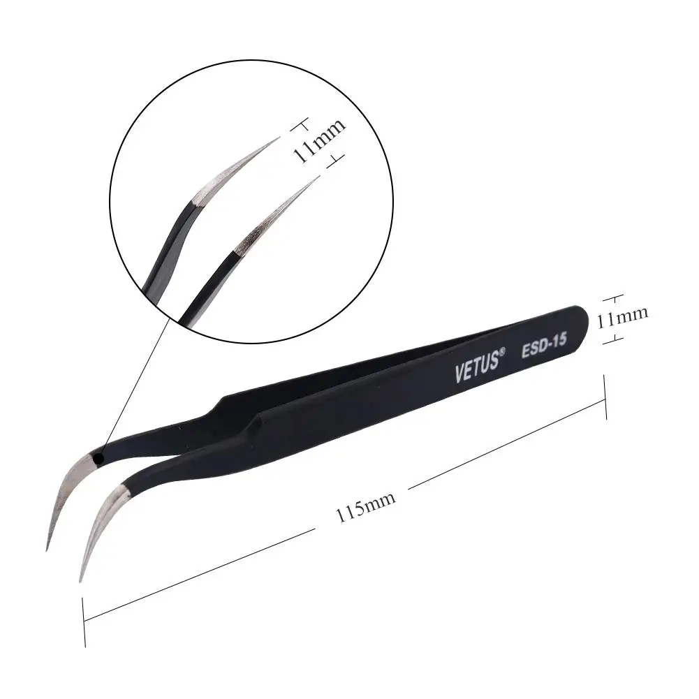Yelix Private Label 45 90 Degree Lashes Tweezers Vetus Eyelash Tweezers L Shape Fiber Tip Stainless Steel Tweezers