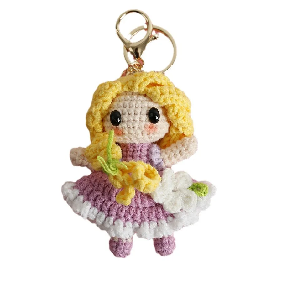 Cartoon Line Doll Finished Product Hand Woven Keychain Pendant Line Hook Weaving Creative Handmade Exquisite Keychain Mermaid