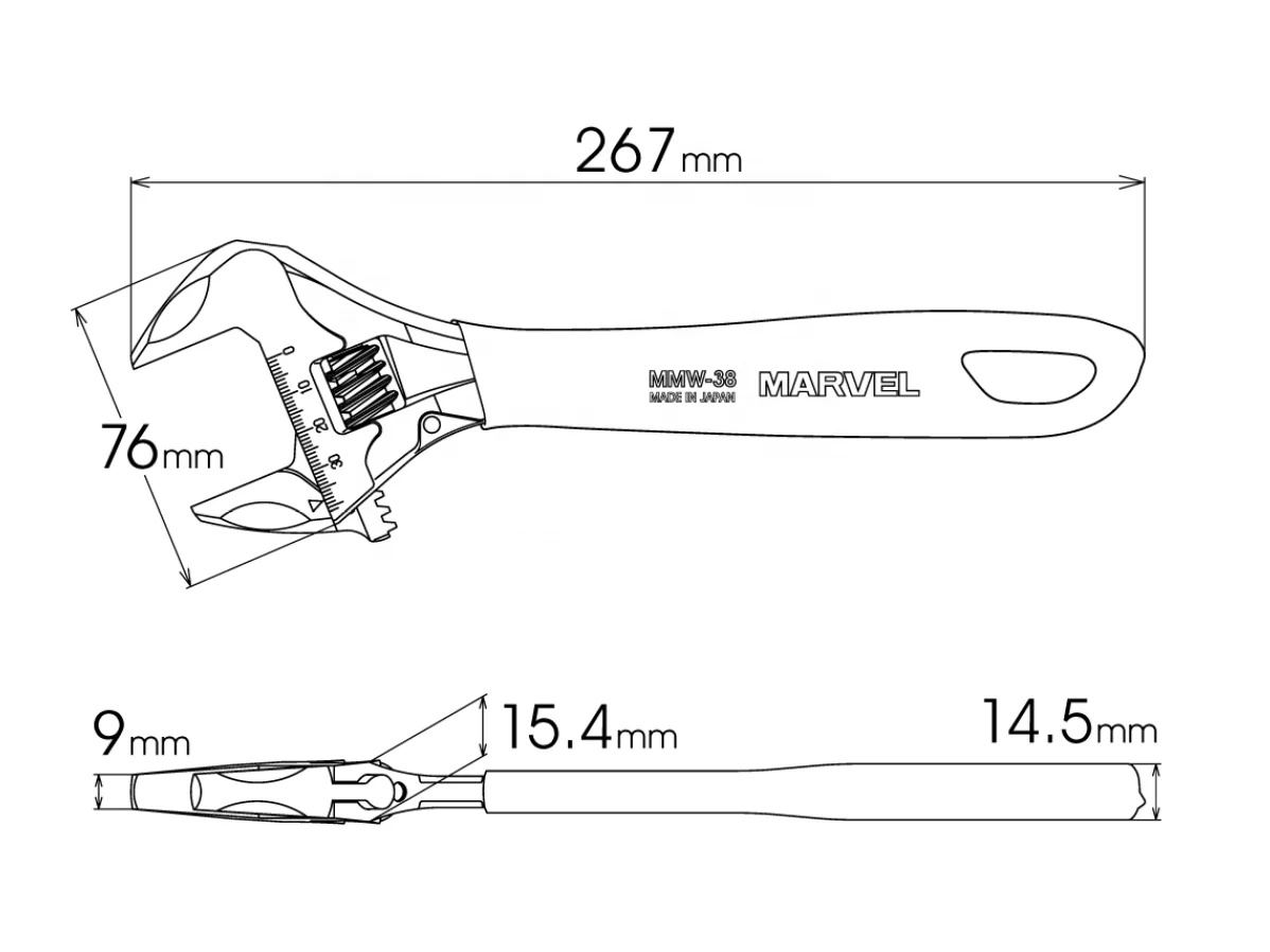 Marvel MMW-32, MMW-38 Precision Adjustable Wrench, Adjustable Spanner
