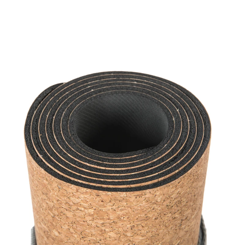 March Expo 2022 organic joga cork rubber mat, custom 5mm thick eco friendly natural rubber cork yoga mat