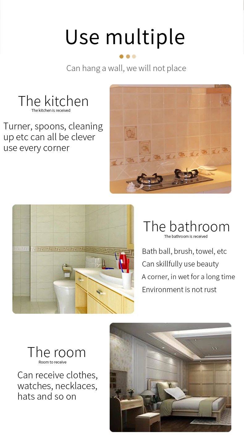 Metal Stainless Steel 3M Self-Adhesive Wall Mounted Decorative Coat Robe hooks wall organisation Rack Hanger Bathroom