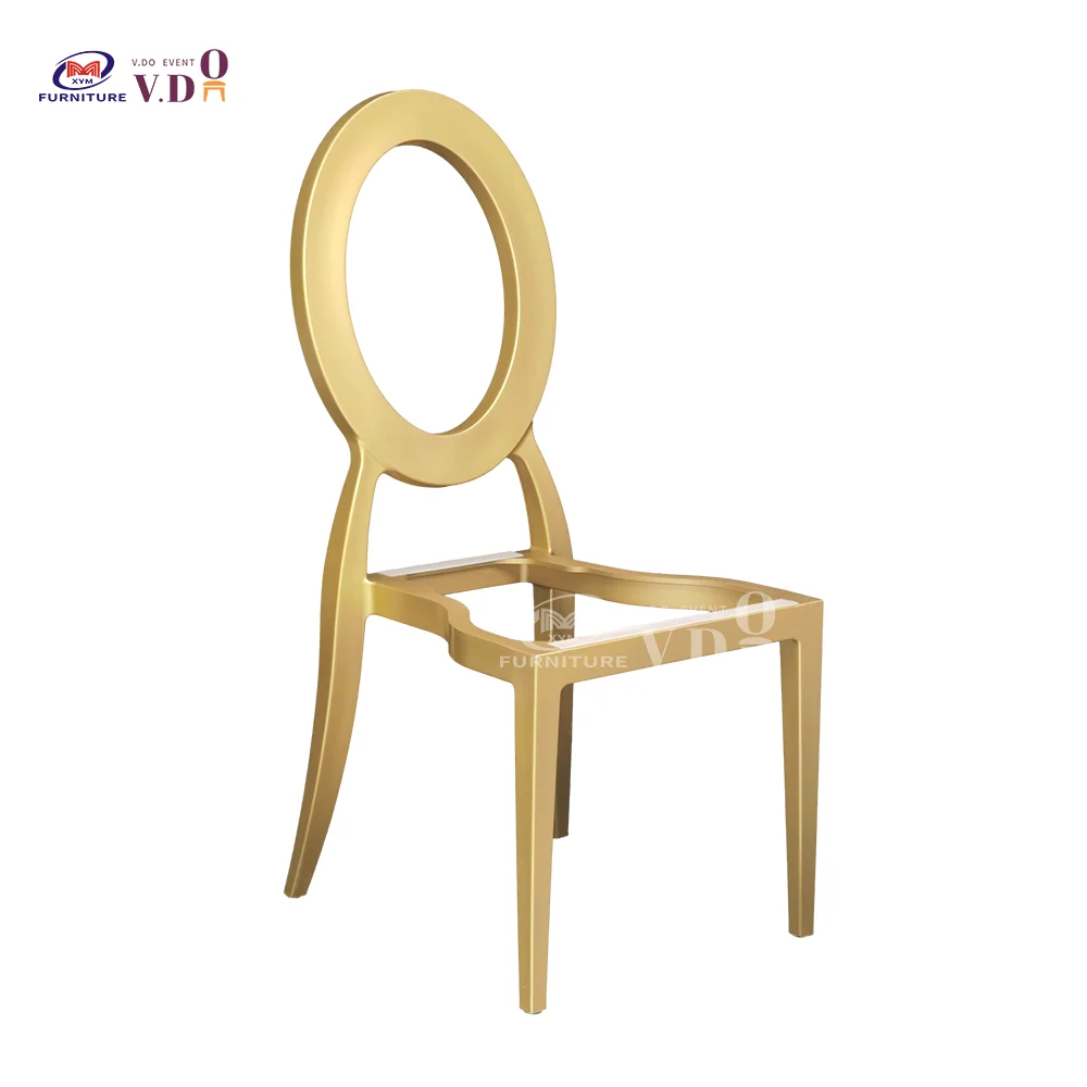 Stainless Steel Changeable O Round Back Design Stackable Restaurant Chairs Gold Hotel Banquet Wedding Event Dining Chair