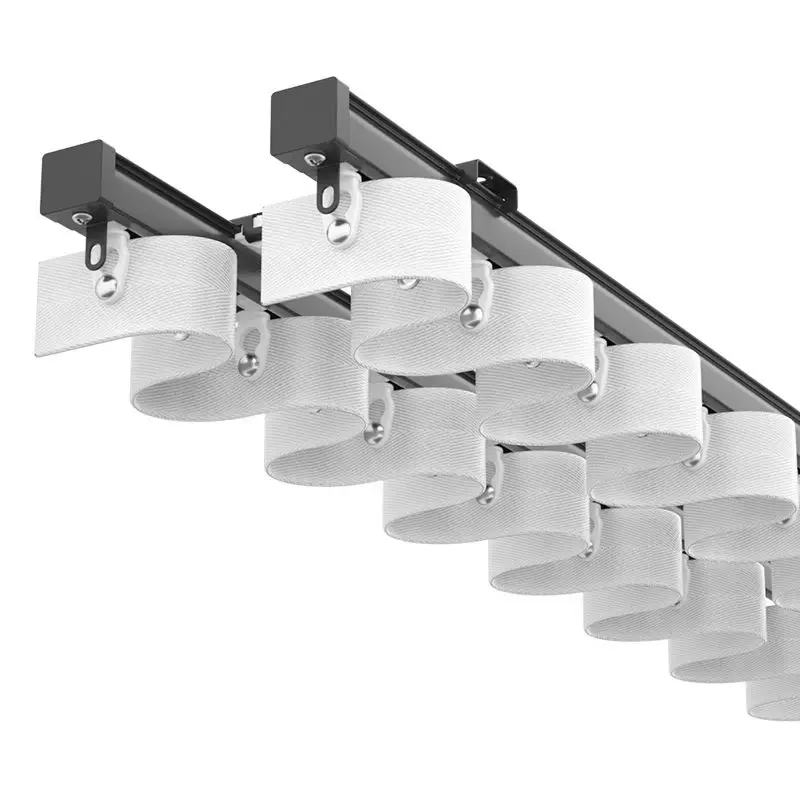 Aluminum Ceiling Mount Electric Ripple Fold Smart Double Track Curtain Rail Set S Fold Motorized Curtain Track