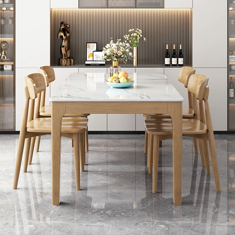 Modern dining room furniture rock board wooden dining table luxury restaurant school rectangular dining room table and chairs