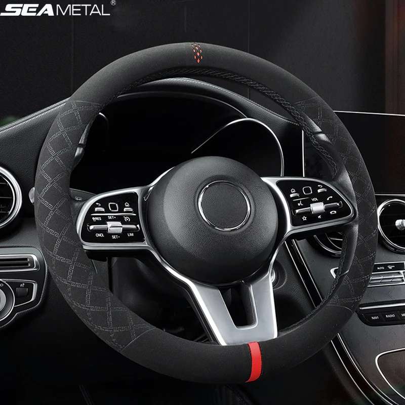 SEAMETAL автомобильные аксессуары универсальные 38 см черные замшевые чехлы на руль спортивные
