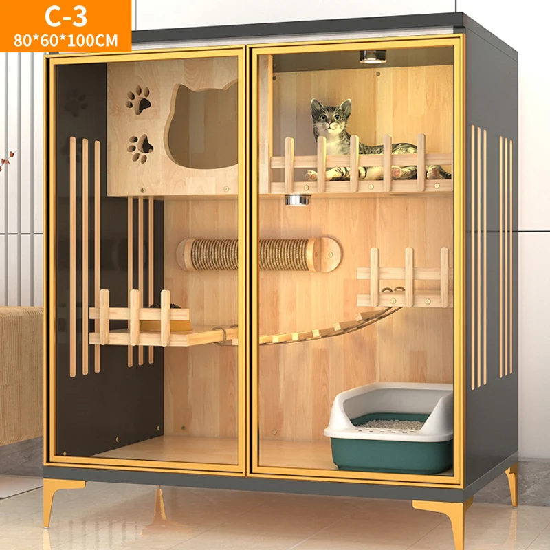 New Design Luxury wooden cat house large cat bed cat villa indoors