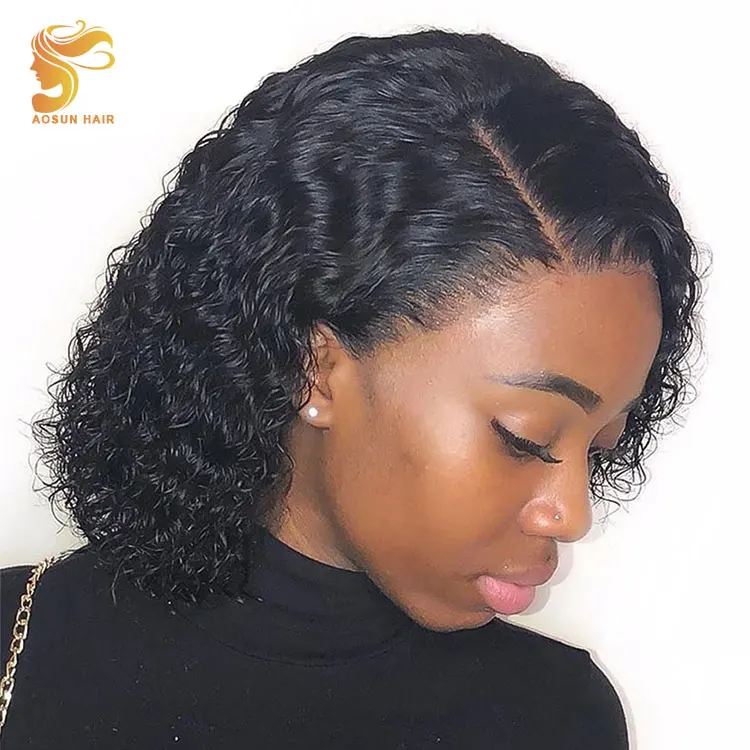 Aosun Bob Lace Front Short Curly Wig For Black Women, Brown Short Bob Lace Wig, Short Pixie Cut Bob Wigs 100% Human Hair