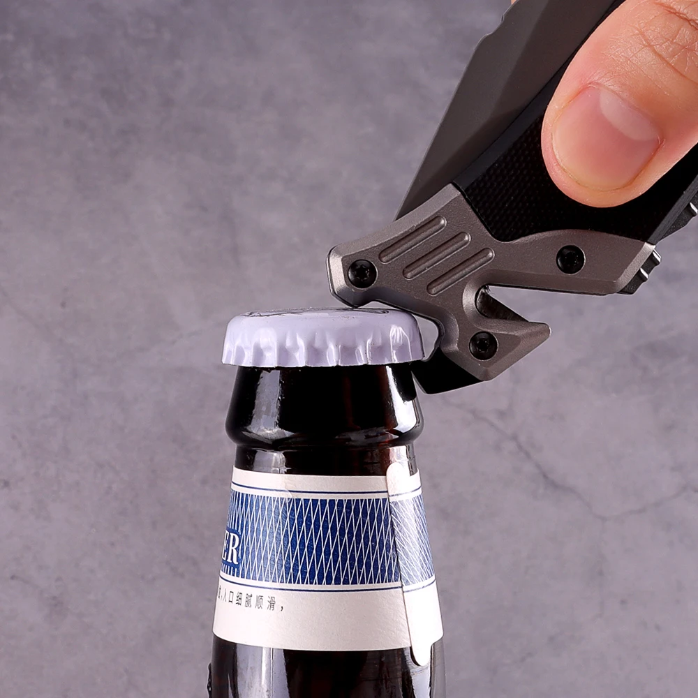 
Multi functional Folding Knife Outdoor Camping Survival Tool Knives with Magnesium Bar Whistle Rope Cutter Bottle Opener 