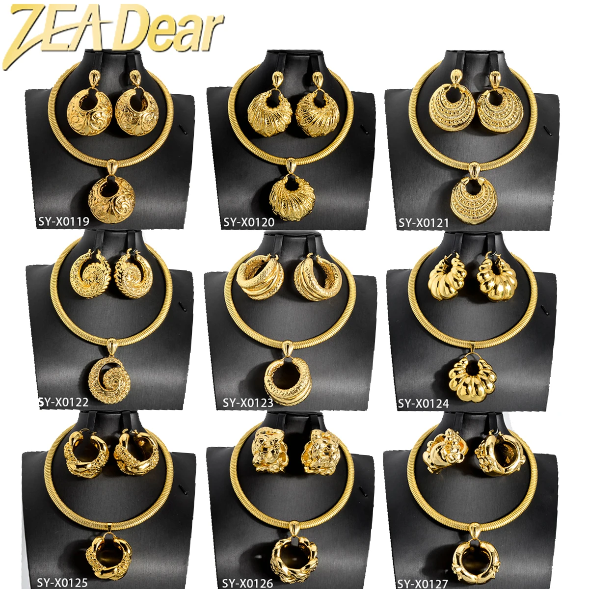 Dubai High Quality Ccopper Wedding Big Accessories 18k Gold Plated Brazil Jewelry Sets for Women