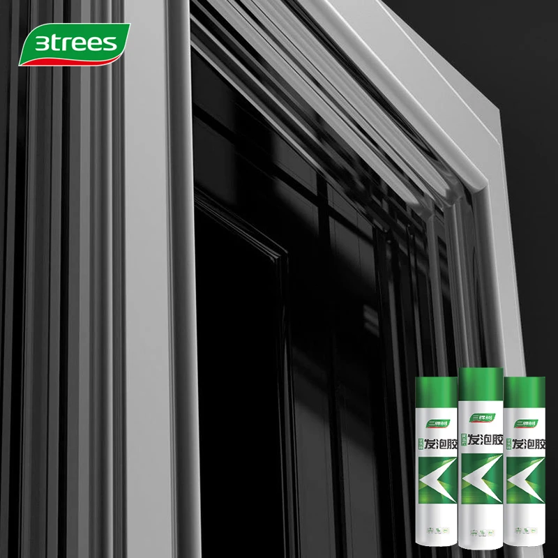 3trees Elastic Polyurethane Foam Caulk Strong Adhesion PU Foam Polyurethane Adhesive For Door And Window Caulking