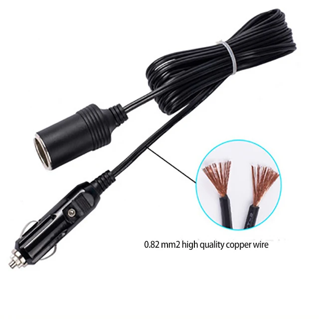 Hot selling 12v-24v car cigarette lighter plug socket male to female power adapter extension cable