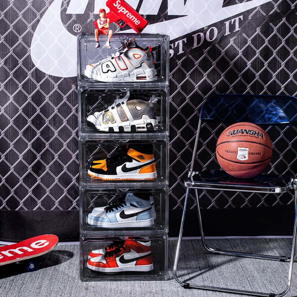 Plastic Shoe Box Transparent Stackable Shoes Bin Shoe Container Storage Boxes Clear
