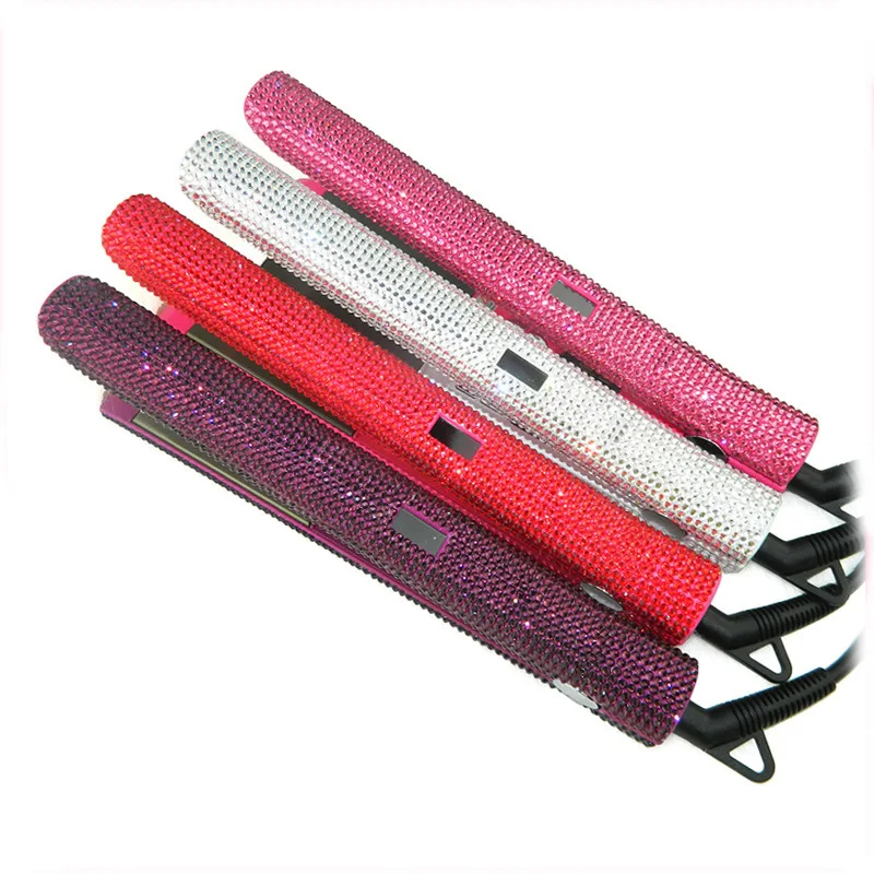 Wholesale Rhinestone Diamond Flat Iron Set Irons Wide Plate Bling Ceramic Comb And Hair Straightener Sets With Hot Hair Tools