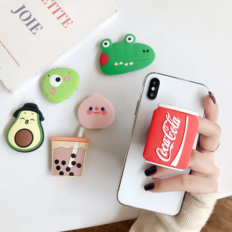 Popular Acrylic Phone Socket Griptok Foldable Eject Mobile Phone Holder Stand Customized Phone Grip With Plant Leaf Design