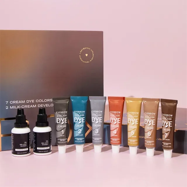 Hybrid Color dye Kit For Spot Color Application  Cream Hair Color With Natural Effect MEDIUM BROWN brow makeup eyebrow tint set