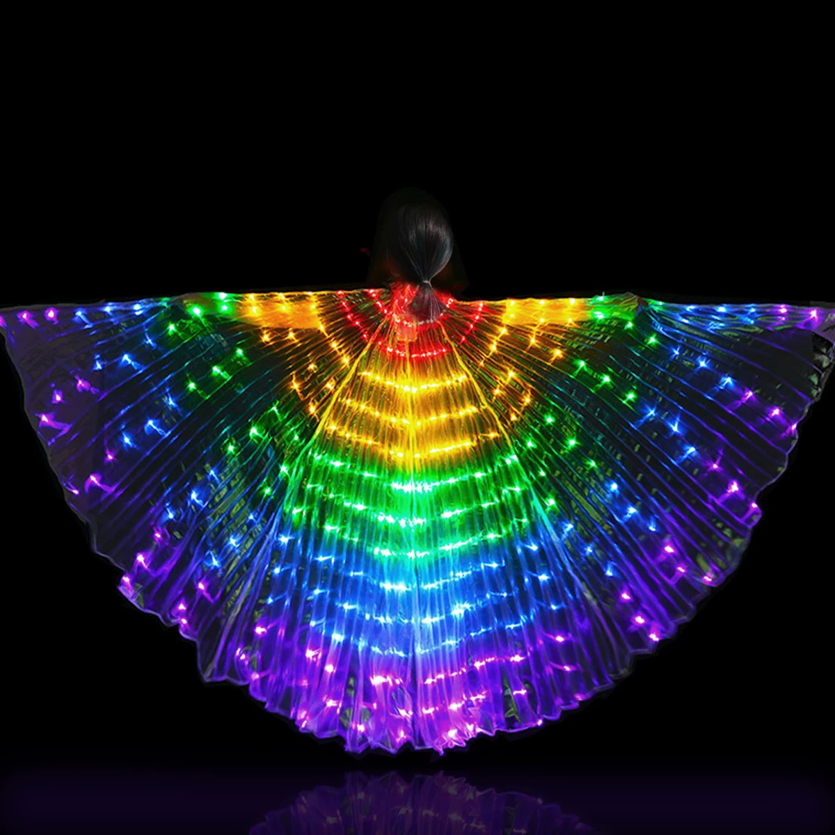 LED Isis Wing 240 lamp Belly Dance Glow Light Up Costume Party Club Wear with Sticks for Women/Girls
