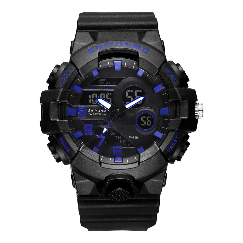 New Model Relojes Analog Digital Sport Watch Led Light Alarm Double Time Display Style Men Fitness Watches