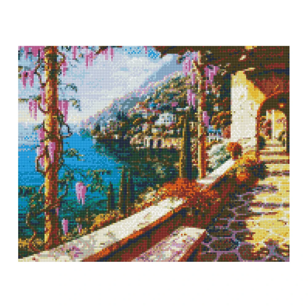 European Mediterranean style harbor seascape painting decorative diamond painting