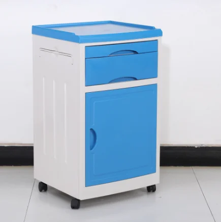 Good quality hospital furniture ABS bedside locker bedside cabinet with casters