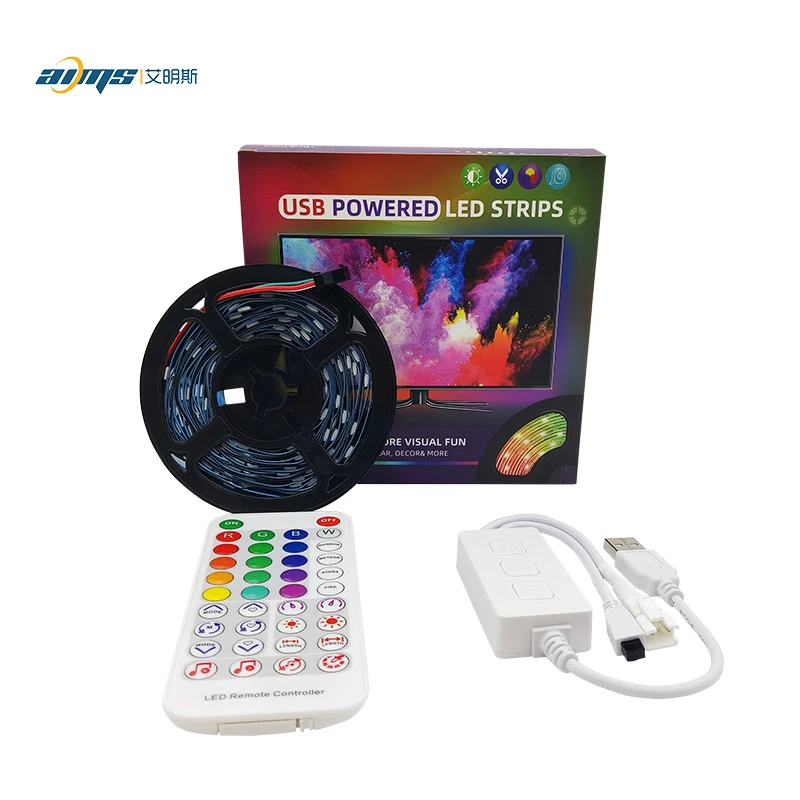 DC5V built-in IC multi-color Christmas lamp led light 18leds BT APP music IR 38 keys remote control IP65 waterproof 5M strip set