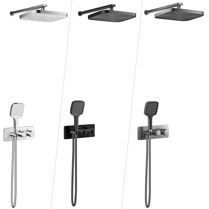 Concealed Mounted Mixer Brass Wall Box Mixing Valve Switch Valve Constant Temperature Shower Faucets Thermostatic