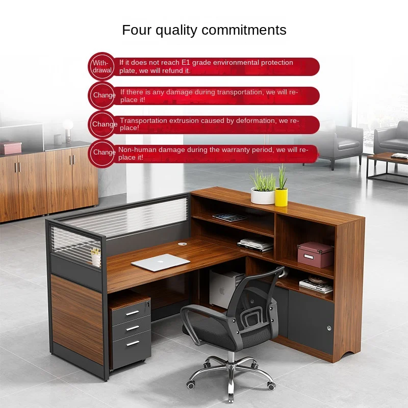Modern Commercial Two-Person Staff Office Desk Extendable Wooden Computer Cubicle Workstation
