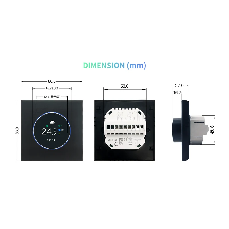 2 Pipe 4 Pipe Thermostat Fan Coil Programmable Tuya Wifi Smart Room Thermostat