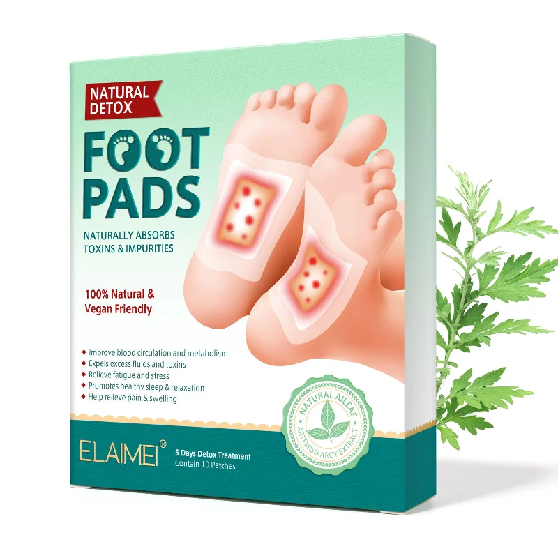 ELAIMEI Foot Patches Bamboo Ginger Foot Patches Bamboo Vinegar Wormwood 10 Patches/Box Foot Care Improve Sleep Stickers