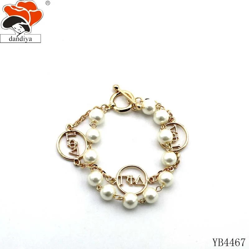 NCNW glass pearl bracelet Sorority JEWELRY custom logo number for Greek Sorority &Fraternity products Lady and men group